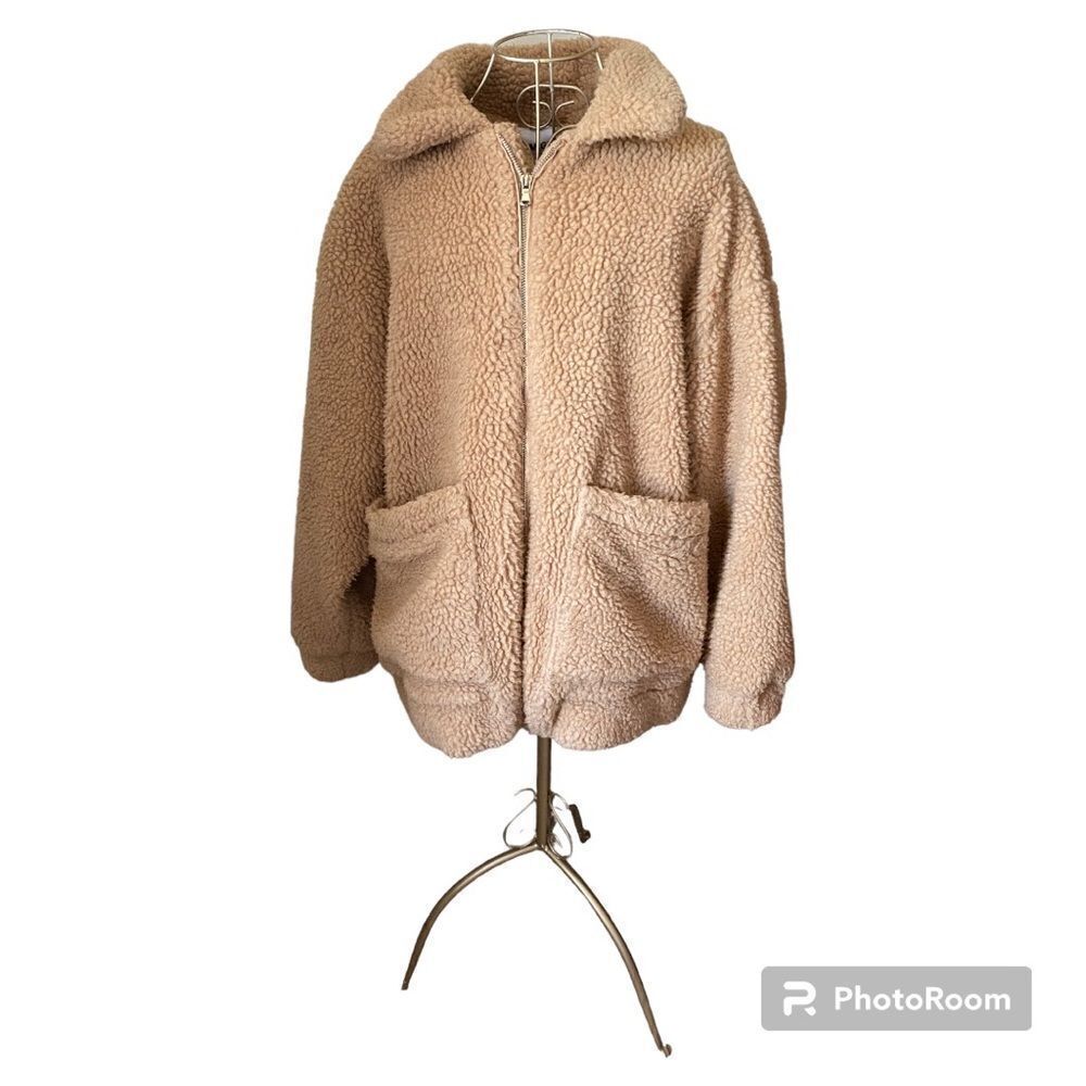 I AM GIA Teddy Jacket XS Camel Sherpa Zip Streetwear Coat Women